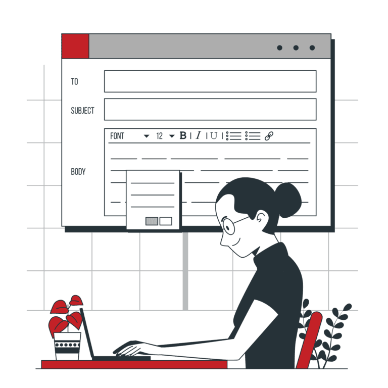 person sending an email